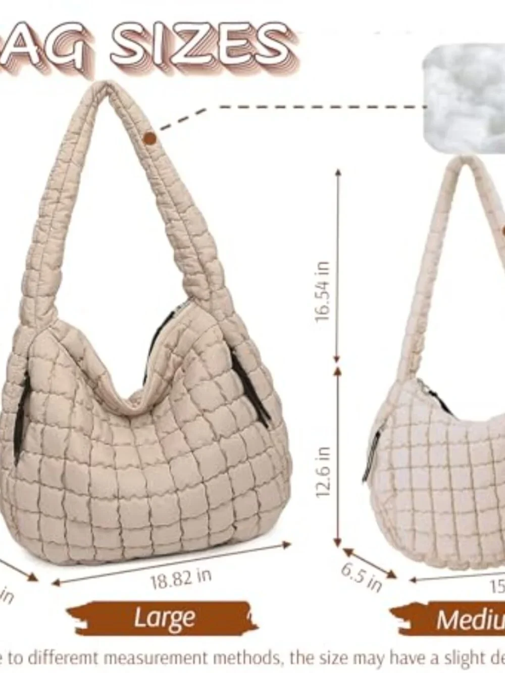 Quilted Puffer Hobo Bag, Large Nylon Crossbody Shoulder Tote, Lightweight Puffy